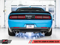 awe tuning 15-21 dodge challenger 6.4l/6.2l non-resonated touring edition exhaust - quad silver tips 3020-42074