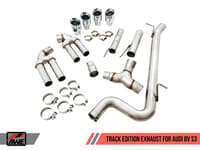 awe tuning 15-20 audi 8v s3 track edition exhaust w/chrome silver tips 102mm 3015-42142