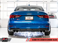 awe tuning 15-20 audi 8v s3 track edition exhaust w/chrome silver tips 102mm 3015-42142