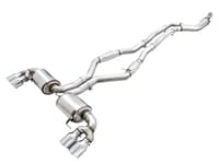awe tuning 19-22 bmw m340i (g20) non-resonated touring edition exhaust - quad diamond black tips 3015-43156