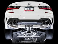 awe tuning 19-22 bmw m340i (g20) non-resonated touring edition exhaust - quad chrome silver tips 3015-42148