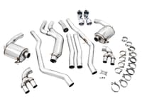 awe tuning 19-22 bmw m340i (g20) non-resonated touring edition exhaust - quad chrome silver tips 3015-42148