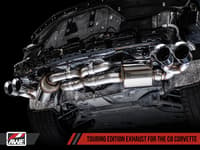 awe tuning 20-22 chevrolet corvette (c8) touring edition exhaust - quad chrome silver tips 3015-42151