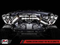 awe tuning 20-22 chevrolet corvette (c8) touring edition exhaust - quad chrome silver tips 3015-42151
