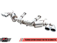 awe tuning 20-22 chevrolet corvette (c8) touring edition exhaust - quad chrome silver tips 3015-42151