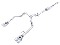 awe tuning 19-22 4th gen gm 1500 5.3l 0fg catback split rear exit (w/ bumper cutouts) - quad chrome tips 3015-42201