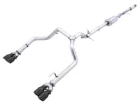awe tuning 19-22 4th gen gm 1500 5.3l 0fg catback split rear exit (w/ bumper cutouts) - quad diamond black tips 3015-43202
