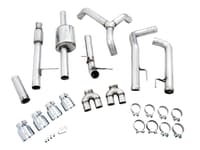 awe tuning 19-22 4th gen gm 1500 5.3l 0fg catback split rear exit (w/ bumper cutouts) - quad chrome tips 3015-42201