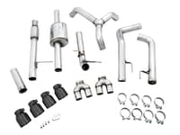 awe tuning 19-22 4th gen gm 1500 5.3l 0fg catback split rear exit (w/ bumper cutouts) - quad diamond black tips 3015-43202