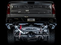 awe tuning 19-22 4th gen gm 1500 6.2l 0fg catback split rear exit (w/ bumper cutouts) - quad diamond tips 3015-43204
