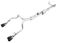 awe tuning 19-22 4th gen gm 1500 6.2l 0fg catback split rear exit (w/ bumper cutouts) - quad diamond tips 3015-43204