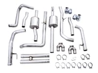 awe tuning 19-22 4th gen gm 1500 6.2l 0fg catback split rear exit (w/ bumper cutouts) - quad chrome tips 3015-42203