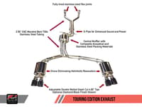 awe tuning 12-18 audi c7 / c7.5 s6 4.0t touring edition exhaust - diamond black tips 3015-43010
