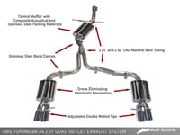 awe tuning 09-16 audi b8 a4 touring edition exhaust - quad tip diamond black tips 3015-43020
