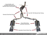 awe tuning 09-17 audi b8 a5 2.0t touring edition exhaust - quad outlet diamond black tips 3015-43024