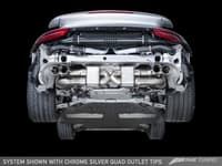 awe tuning porsche 991.1 turbo performance exhaust and high-flow cats - silver quad tips 3015-42040