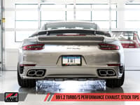 awe tuning porsche 991.2 turbo performance exhaust and high-flow cat sections - for oe tips 3015-41002