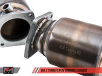 awe tuning porsche 991 turbo performance exhaust and high-flow cat sections - black quad tips 3015-43088