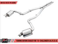 awe tuning 15-21 dodge challenger 6.4l/6.2l sc resonated touring edition exhaust - use stock tips 3015-11052
