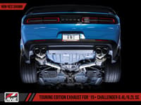 awe tuning 15-21 dodge challenger 6.4l/6.2l non-resonated touring edition exhaust - quad silver tips 3020-42074