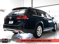 awe tuning 17-19 vw mk7 golf alltrack/sportwagen 4motion track edition exhaust - polished silver tips 3020-32044