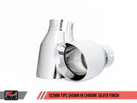 awe tuning 17-19 vw mk7 golf alltrack/sportwagen 4motion track edition exhaust - polished silver tips 3020-32044