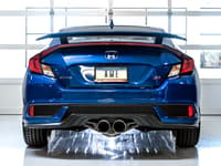 awe tuning 17-20 honda civic si touring edition exhaust w/front pipe & dual chrome silver tips 3015-32108