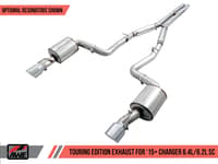 awe tuning 15-21 dodge charger 6.4l/6.2l sc non-resonated touring edition exhaust - silver tips 3020-32056