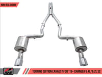 awe tuning 15-21 dodge charger 6.4l/6.2l sc non-resonated touring edition exhaust - silver tips 3020-32056