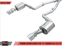 awe tuning 15-21 dodge charger 6.4l/6.2l non-resonated touring edition exhaust - diamond blk tips 3020-33070