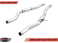awe 20-22 toyota supra a90 resonated touring edition exhaust - 5in chrome silver tips 3015-32118