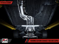 awe 20-22 toyota supra a90 non-resonated touring edition exhaust - 5in diamond black tips 3020-33072