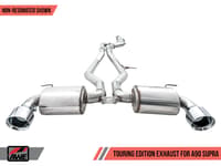 awe 20-22 toyota supra a90 non-resonated touring edition exhaust - 5in chrome silver tips 3020-32058