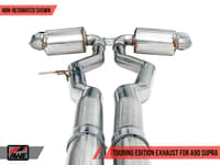 awe 20-22 toyota supra a90 non-resonated touring edition exhaust - 5in chrome silver tips 3020-32058