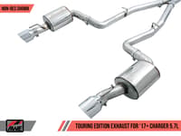 awe tuning 17-22 dodge charger 5.7l touring edition exhaust - non-resonated - chrome silver tips 3020-32060