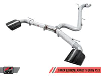awe tuning 17-20 audi rs3 8v track edition exhaust - diamond black tips rs-style tips 3020-33064