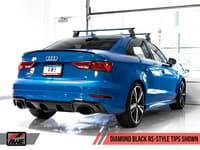awe tuning 17-20 audi rs3 8v track edition exhaust - diamond black tips rs-style tips 3020-33064