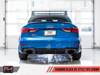 awe tuning 17-20 audi rs3 8v track edition exhaust - diamond black tips rs-style tips 3020-33064