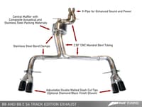 awe tuning 10-16 audi b8 / b8.5 s4 3.0t track edition exhaust - diamond black tips (90mm) 3020-43020