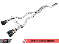 awe tuning 15-20 bmw f8x m3/m4 resonated track edition exhaust - chrome silver tips (102mm) 3015-42082