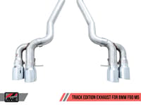 awe tuning 18-21 bmw m5 (f90) 4.4t awd cat-back exhaust - track edition (chrome silver tips) 3020-42070