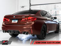 awe tuning 18-21 bmw m5 (f90) 4.4t awd cat-back exhaust - track edition (chrome silver tips) 3020-42070