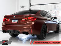 awe tuning 18-21 bmw m5 (f90) 4.4t awd cat-back exhaust - track edition (diamond black tips) 3020-43078