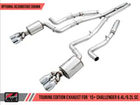 awe tuning 15-21 dodge challenger 6.4l/6.2l sc resonated touring edition exhaust - quad black tips 3015-43146
