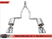 awe tuning 15-21 dodge challenger 6.4l/6.2l non-resonated touring edition exhaust - quad silver tips 3020-42074