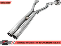 awe tuning 15-21 dodge challenger 6.4l/6.2l non-resonated touring edition exhaust - quad silver tips 3020-42074