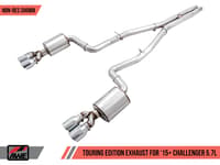 awe tuning 17-22 challenger 5.7l touring edition exhaust - non-resonated - chrome silver quad tips 3020-42076