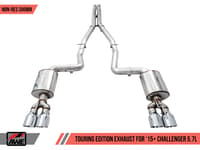awe tuning 17-22 challenger 5.7l touring edition exhaust - non-resonated - chrome silver quad tips 3020-42076