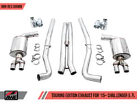 awe tuning 17-22 challenger 5.7l touring edition exhaust - non-resonated - chrome silver quad tips 3020-42076