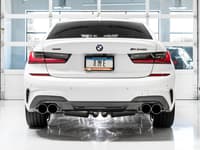 awe tuning 19-22 bmw m340i (g20) non-resonated touring edition exhaust - quad chrome silver tips 3015-42148